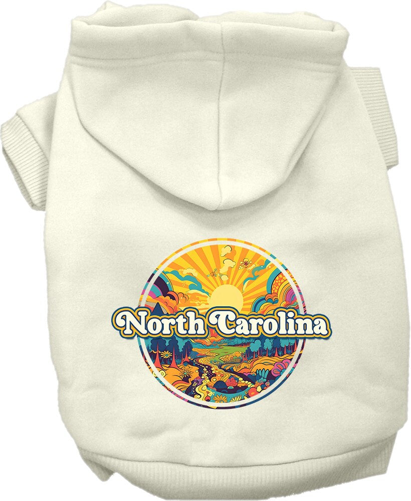 Pet Dog & Cat Screen Printed Hoodie for Small to Medium Pets (Sizes XS-XL), "North Carolina Trippy Peaks"