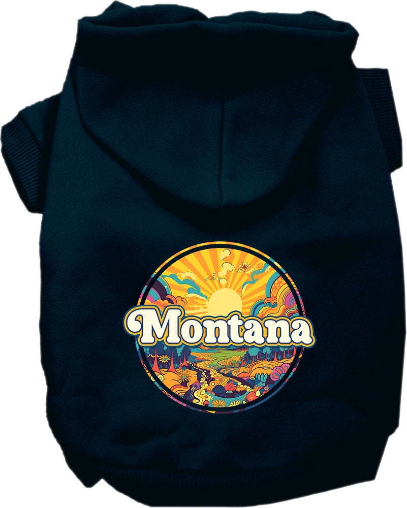 Pet Dog & Cat Screen Printed Hoodie for Small to Medium Pets (Sizes XS-XL), "Montana Trippy Peaks"