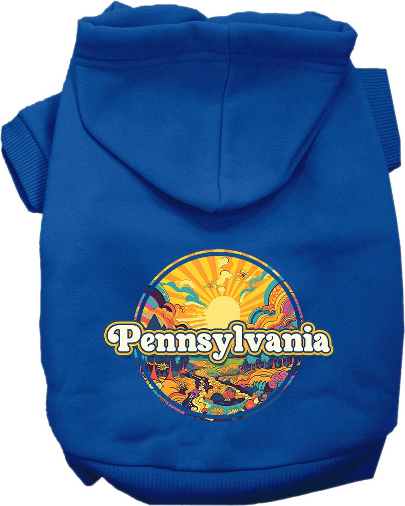 Pet Dog & Cat Screen Printed Hoodie for Small to Medium Pets (Sizes XS-XL), "Pennsylvania Trippy Peaks"