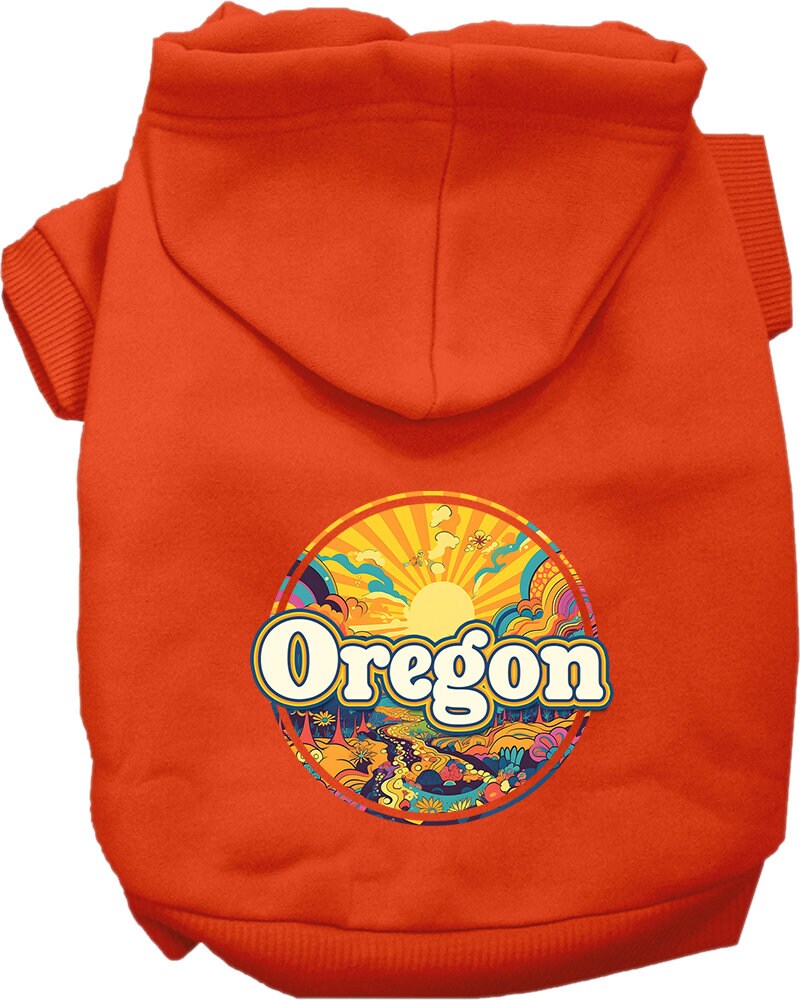 Pet Dog & Cat Screen Printed Hoodie for Small to Medium Pets (Sizes XS-XL), "Oregon Trippy Peaks"