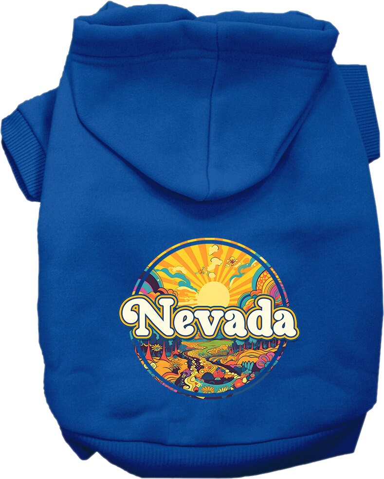 Pet Dog & Cat Screen Printed Hoodie for Small to Medium Pets (Sizes XS-XL), "Nevada Trippy Peaks"