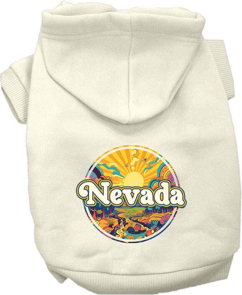 Pet Dog & Cat Screen Printed Hoodie for Small to Medium Pets (Sizes XS-XL), "Nevada Trippy Peaks"