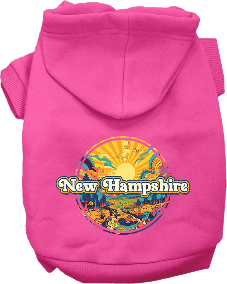 Pet Dog & Cat Screen Printed Hoodie for Small to Medium Pets (Sizes XS-XL), "New Hampshire Trippy Peaks"