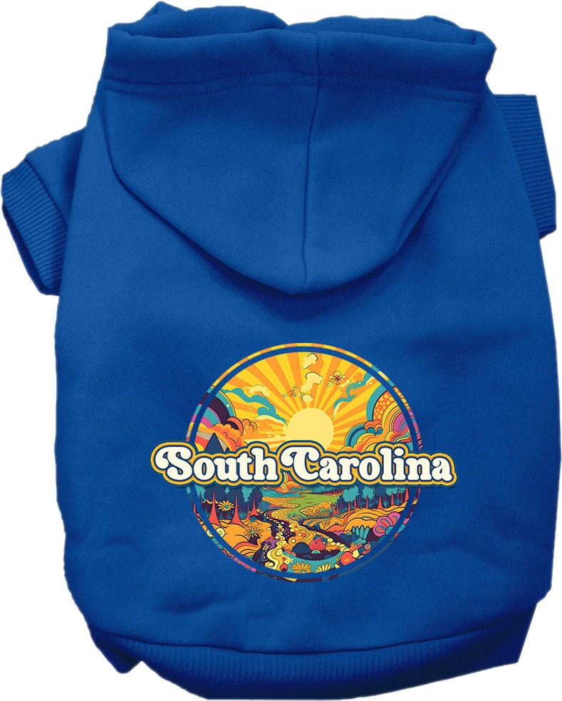 Pet Dog & Cat Screen Printed Hoodie for Small to Medium Pets (Sizes XS-XL), "South Carolina Trippy Peaks"