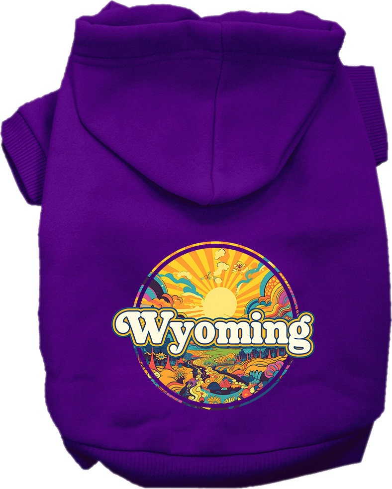 Pet Dog & Cat Screen Printed Hoodie for Small to Medium Pets (Sizes XS-XL), "Wyoming Trippy Peaks"