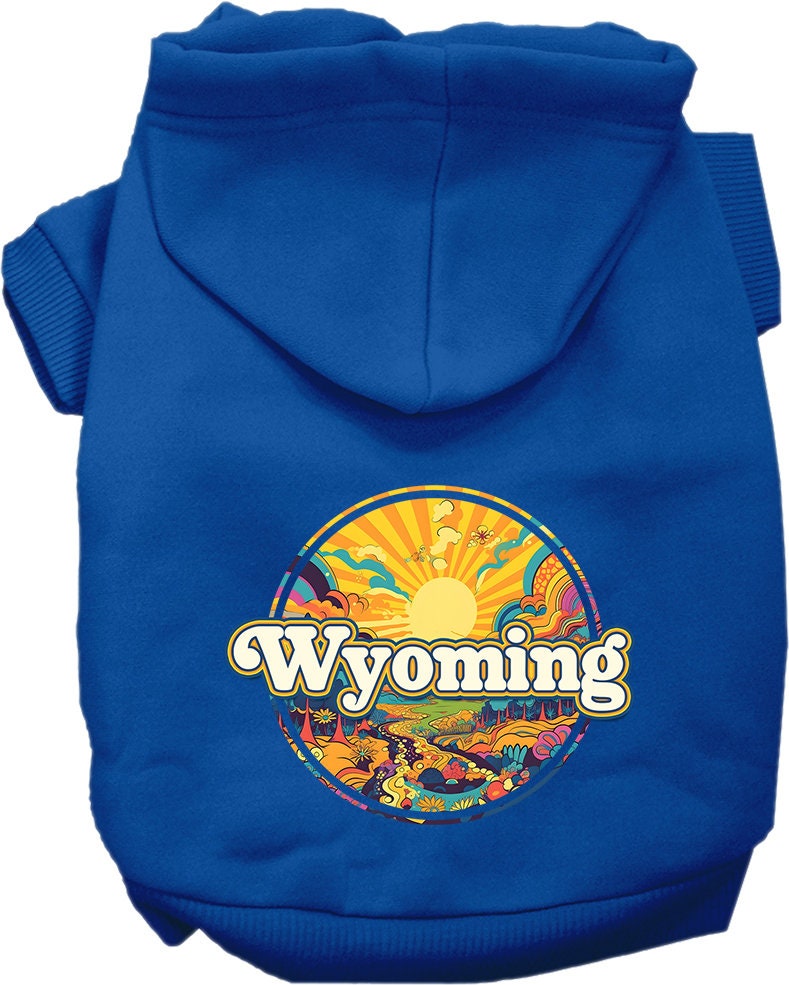 Pet Dog & Cat Screen Printed Hoodie for Small to Medium Pets (Sizes XS-XL), "Wyoming Trippy Peaks"