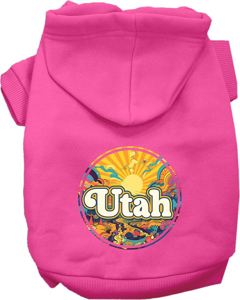 Pet Dog & Cat Screen Printed Hoodie for Small to Medium Pets (Sizes XS-XL), "Utah Trippy Peaks"