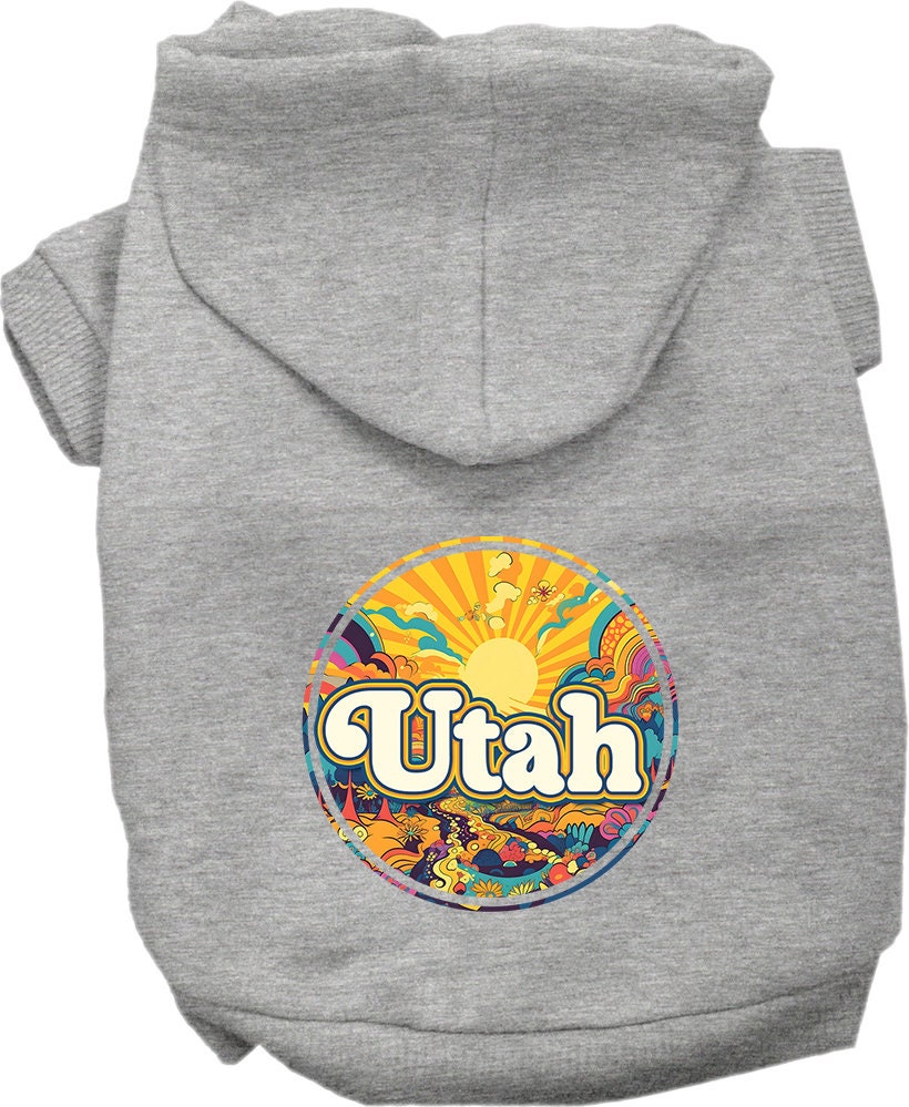 Pet Dog & Cat Screen Printed Hoodie for Small to Medium Pets (Sizes XS-XL), "Utah Trippy Peaks"