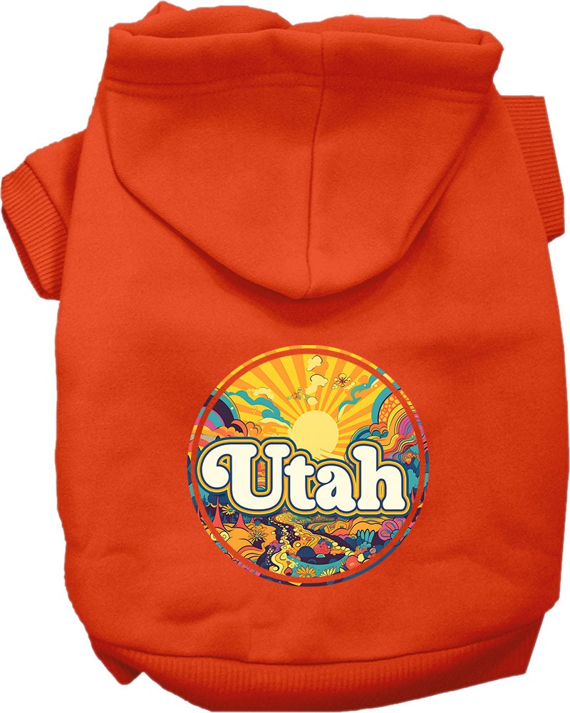 Pet Dog & Cat Screen Printed Hoodie for Small to Medium Pets (Sizes XS-XL), "Utah Trippy Peaks"