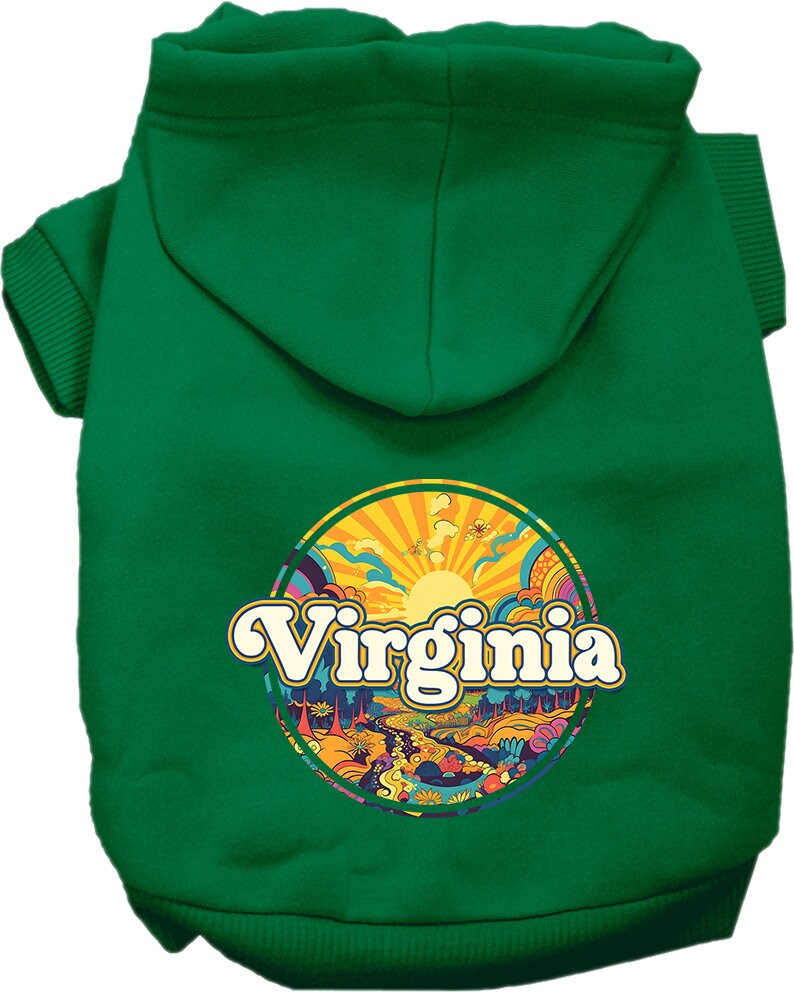 Pet Dog & Cat Screen Printed Hoodie for Small to Medium Pets (Sizes XS-XL), "Virginia Trippy Peaks"