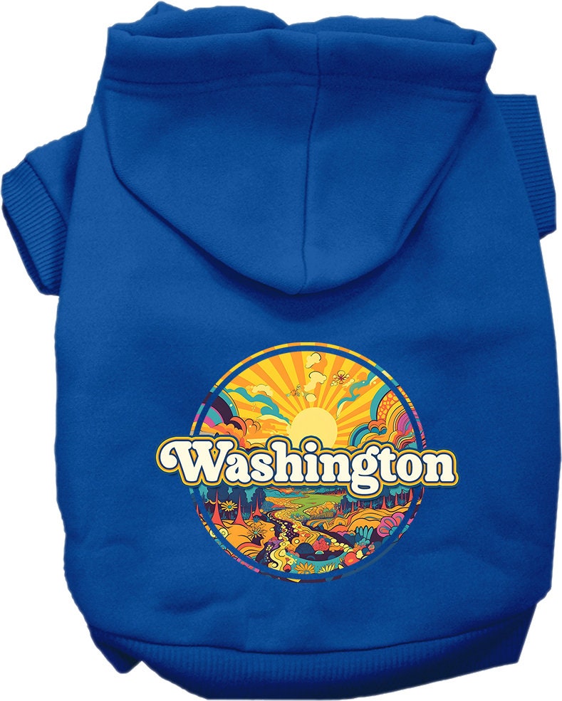 Pet Dog & Cat Screen Printed Hoodie for Small to Medium Pets (Sizes XS-XL), "Washington Trippy Peaks"