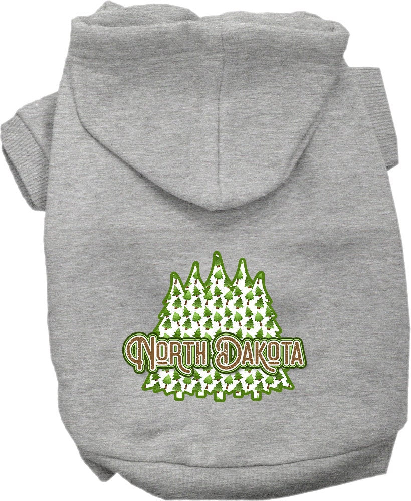 Pet Dog & Cat Screen Printed Hoodie for Small to Medium Pets (Sizes XS-XL), "North Dakota Woodland Trees"