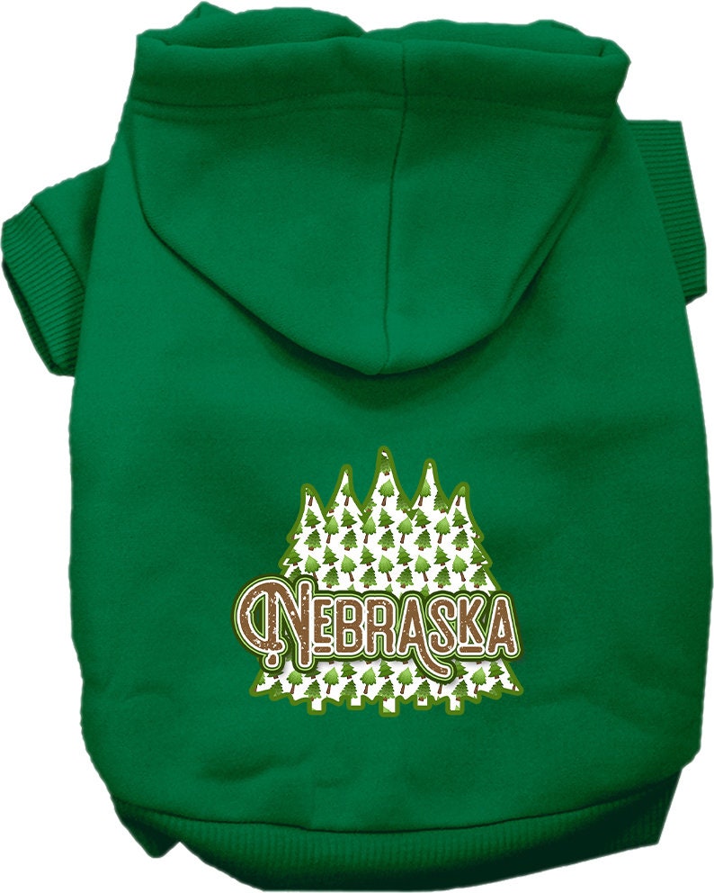 Pet Dog & Cat Screen Printed Hoodie for Small to Medium Pets (Sizes XS-XL), "Nebraska Woodland Trees"