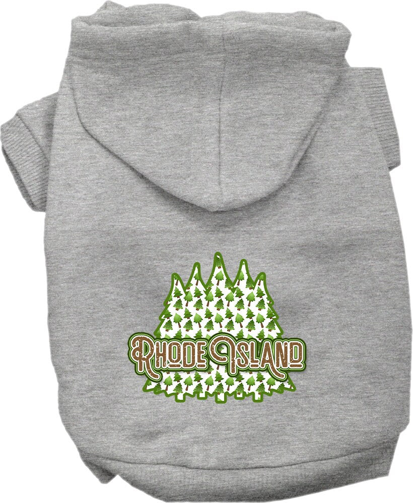 Pet Dog & Cat Screen Printed Hoodie for Small to Medium Pets (Sizes XS-XL), "Rhode Island Woodland Trees"