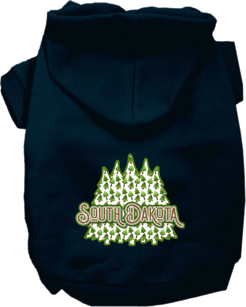 Pet Dog & Cat Screen Printed Hoodie for Small to Medium Pets (Sizes XS-XL), "South Dakota Woodland Trees"