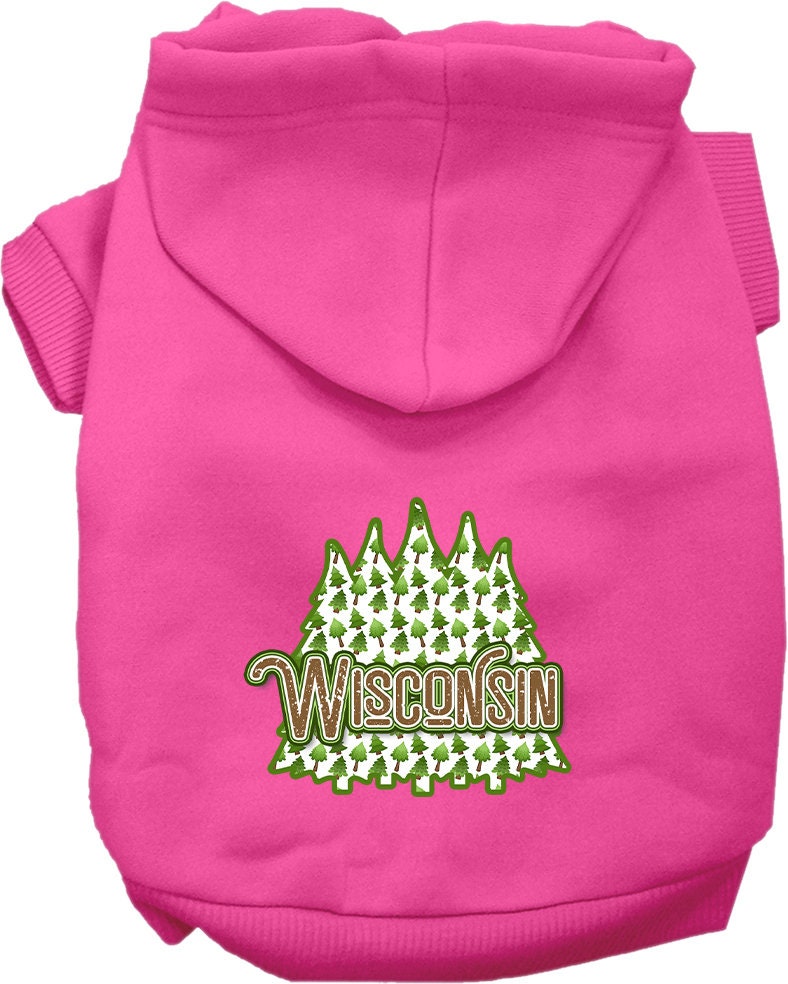 Pet Dog & Cat Screen Printed Hoodie for Small to Medium Pets (Sizes XS-XL), "Wisconsin Woodland Trees"