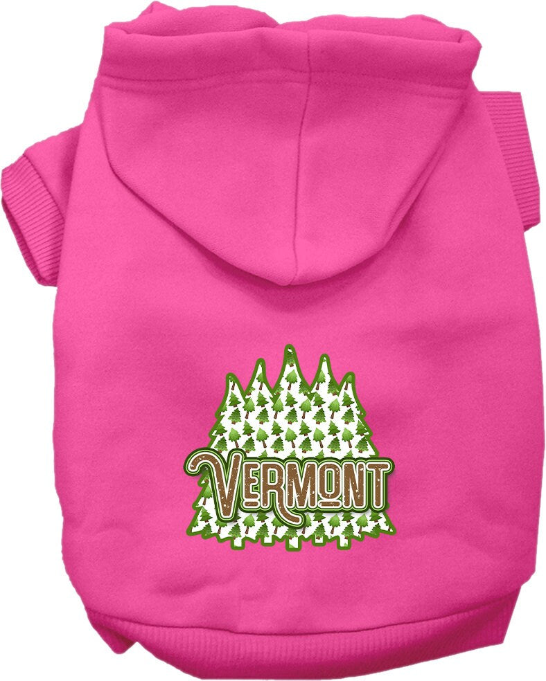 Pet Dog & Cat Screen Printed Hoodie for Small to Medium Pets (Sizes XS-XL), "Vermont Woodland Trees"