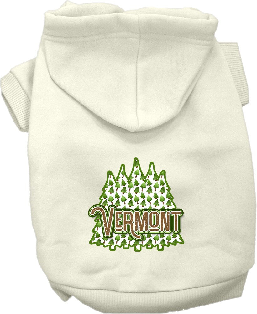 Pet Dog & Cat Screen Printed Hoodie for Small to Medium Pets (Sizes XS-XL), "Vermont Woodland Trees"