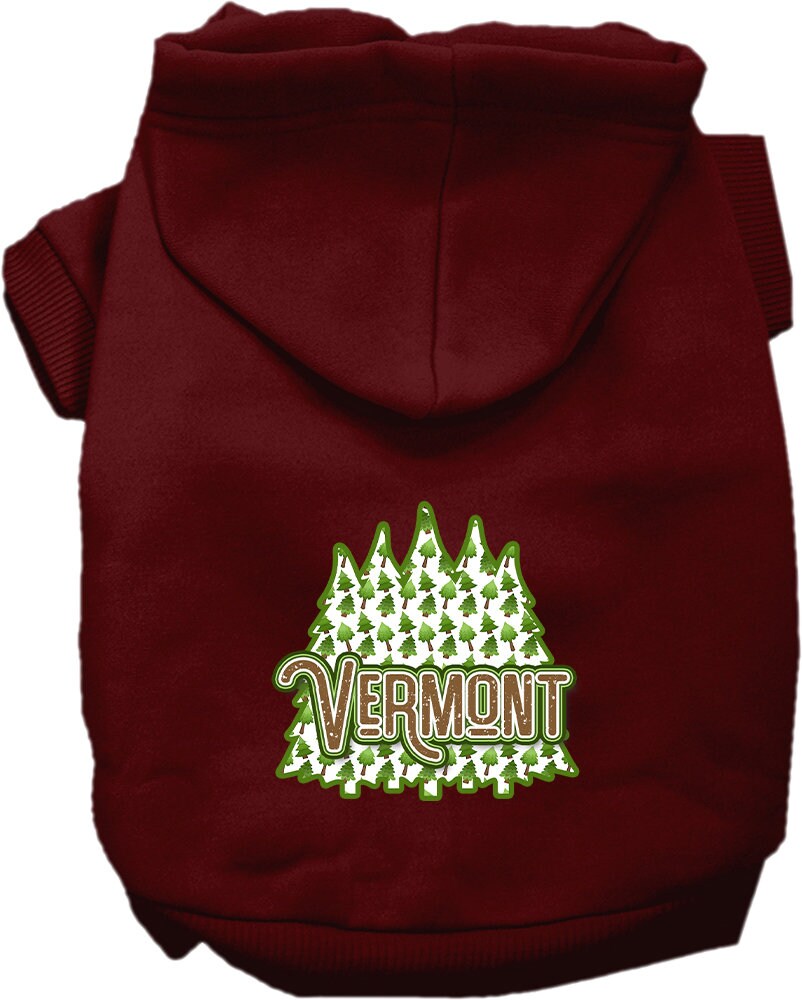 Pet Dog & Cat Screen Printed Hoodie for Small to Medium Pets (Sizes XS-XL), "Vermont Woodland Trees"