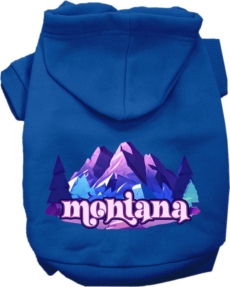 Pet Dog & Cat Screen Printed Hoodie for Small to Medium Pets (Sizes XS-XL), "Montana Alpine Pawscape"