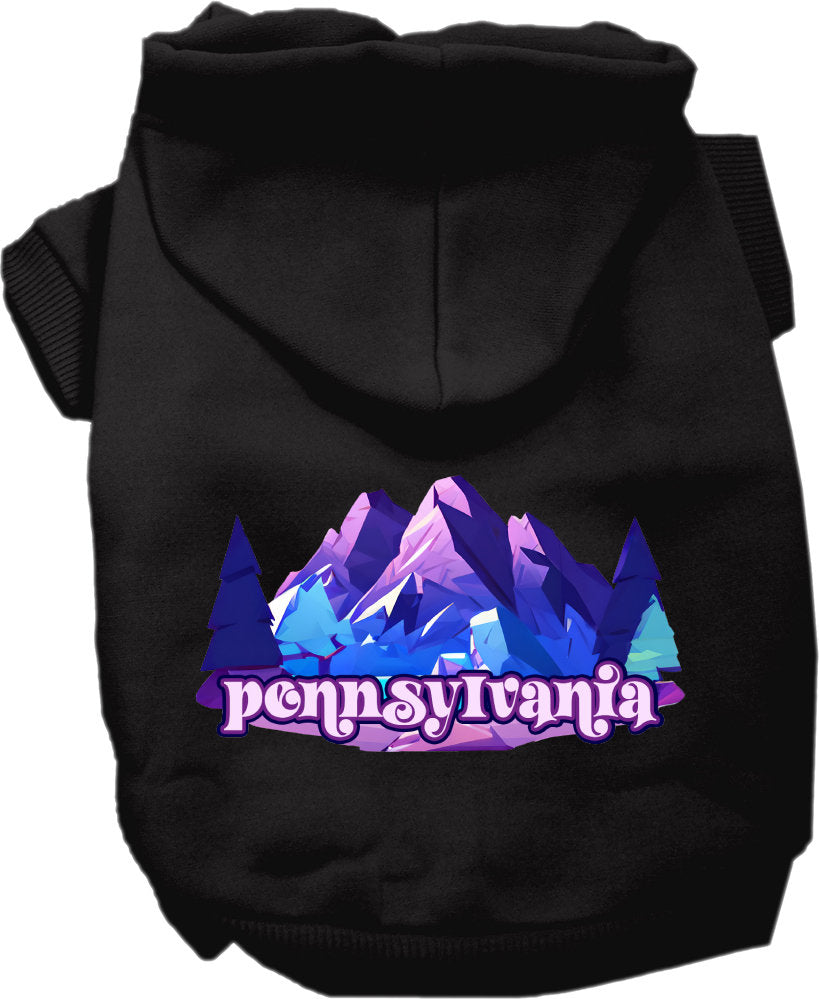 Pet Dog & Cat Screen Printed Hoodie for Small to Medium Pets (Sizes XS-XL), "Pennsylvania Alpine Pawscape"