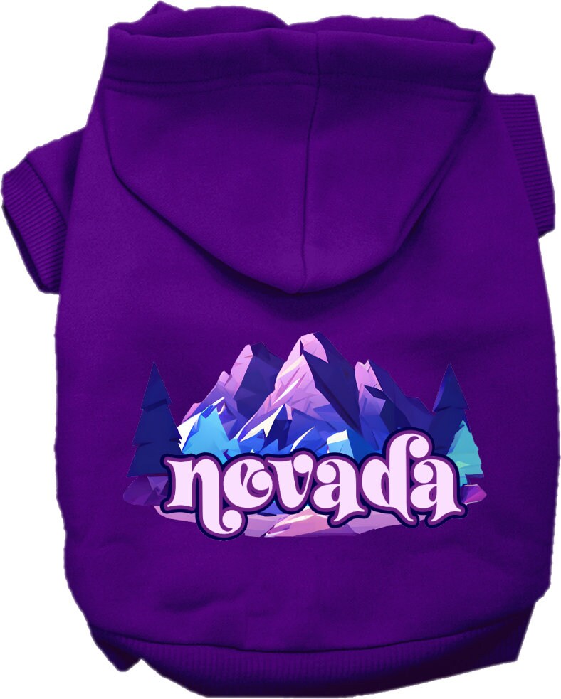 Pet Dog & Cat Screen Printed Hoodie for Small to Medium Pets (Sizes XS-XL), "Nevada Alpine Pawscape"