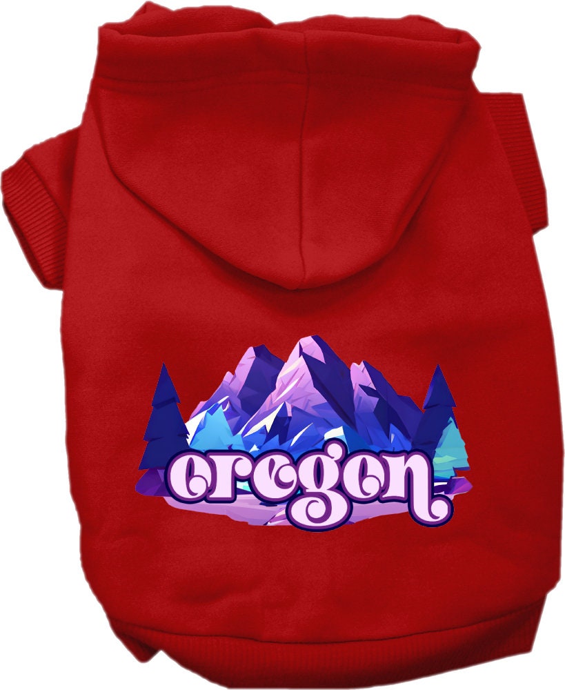 Pet Dog & Cat Screen Printed Hoodie for Small to Medium Pets (Sizes XS-XL), "Oregon Alpine Pawscape"