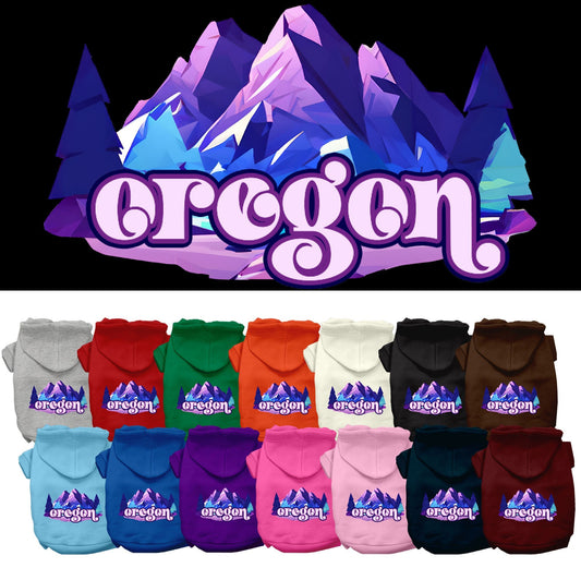 Pet Dog & Cat Screen Printed Hoodie for Small to Medium Pets (Sizes XS-XL), "Oregon Alpine Pawscape"