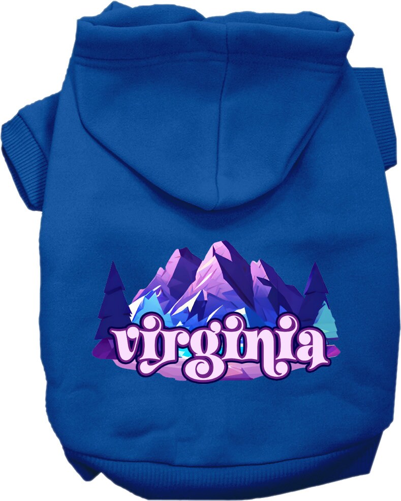 Pet Dog & Cat Screen Printed Hoodie for Small to Medium Pets (Sizes XS-XL), "Virginia Alpine Pawscape"