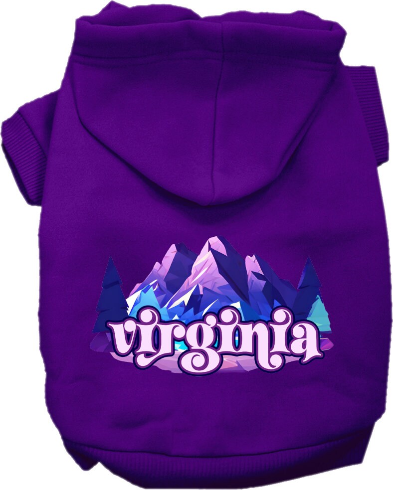 Pet Dog & Cat Screen Printed Hoodie for Small to Medium Pets (Sizes XS-XL), "Virginia Alpine Pawscape"