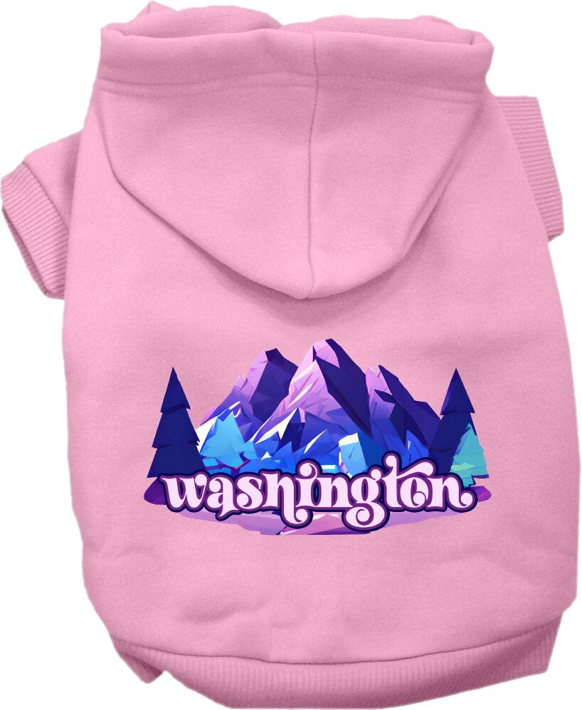 Pet Dog & Cat Screen Printed Hoodie for Small to Medium Pets (Sizes XS-XL), "Washington Alpine Pawscape"