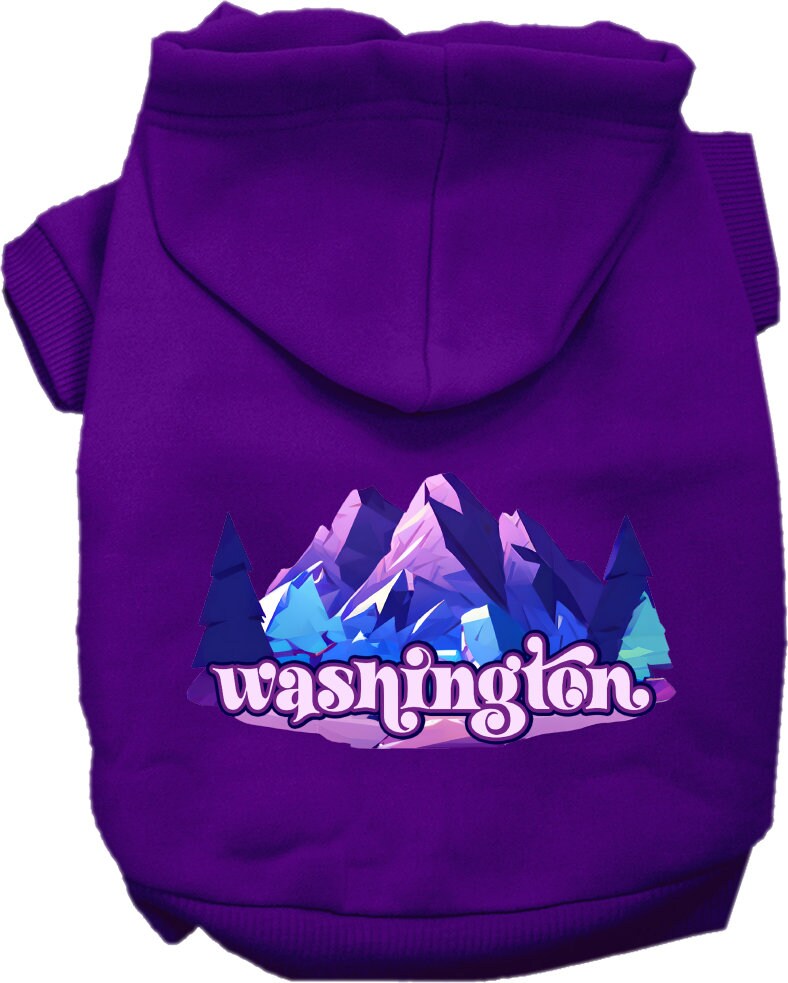 Pet Dog & Cat Screen Printed Hoodie for Small to Medium Pets (Sizes XS-XL), "Washington Alpine Pawscape"