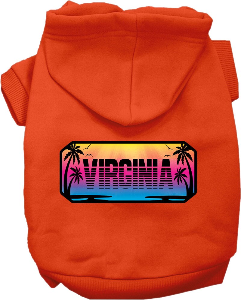 Pet Dog & Cat Screen Printed Hoodie for Small to Medium Pets (Sizes XS-XL), "Virginia Beach Shades"