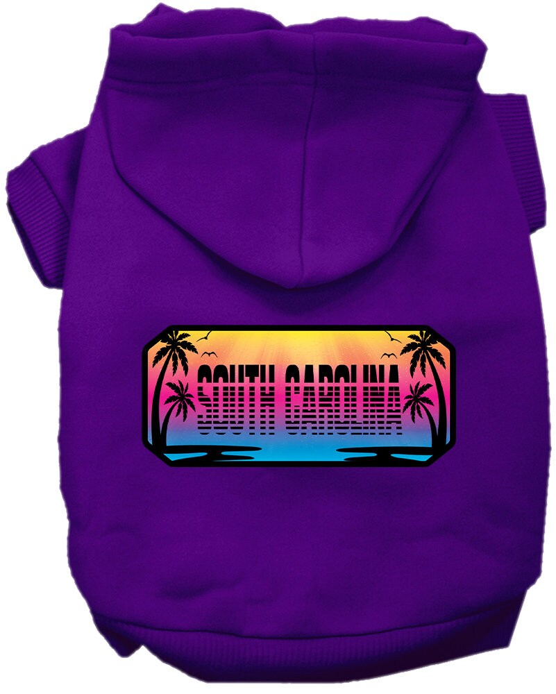 Pet Dog & Cat Screen Printed Hoodie for Small to Medium Pets (Sizes XS-XL), "South Carolina Beach Shades"