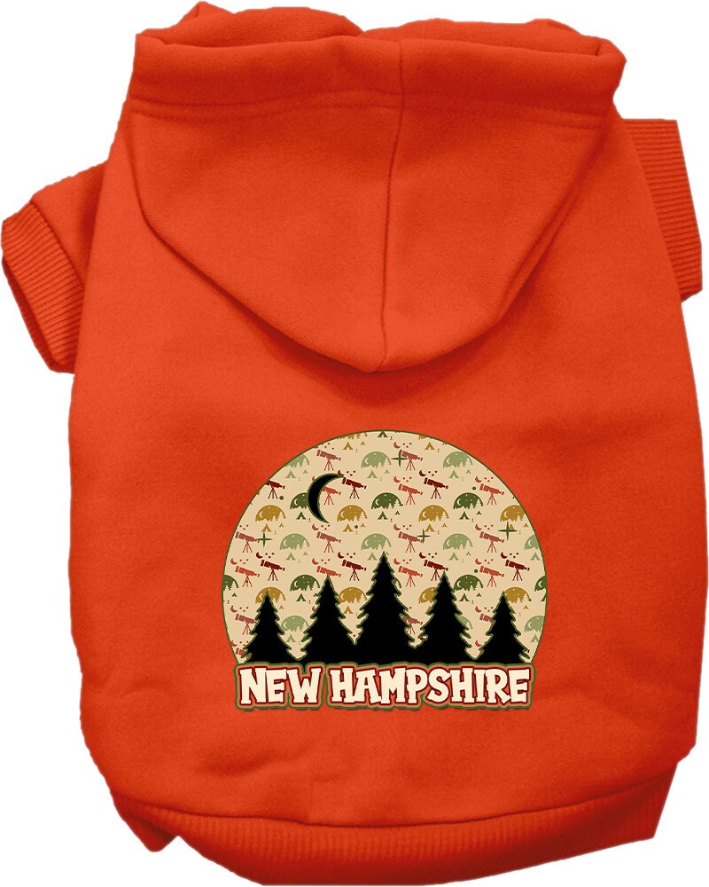 Pet Dog & Cat Screen Printed Hoodie for Small to Medium Pets (Sizes XS-XL), "New Hampshire Under The Stars"