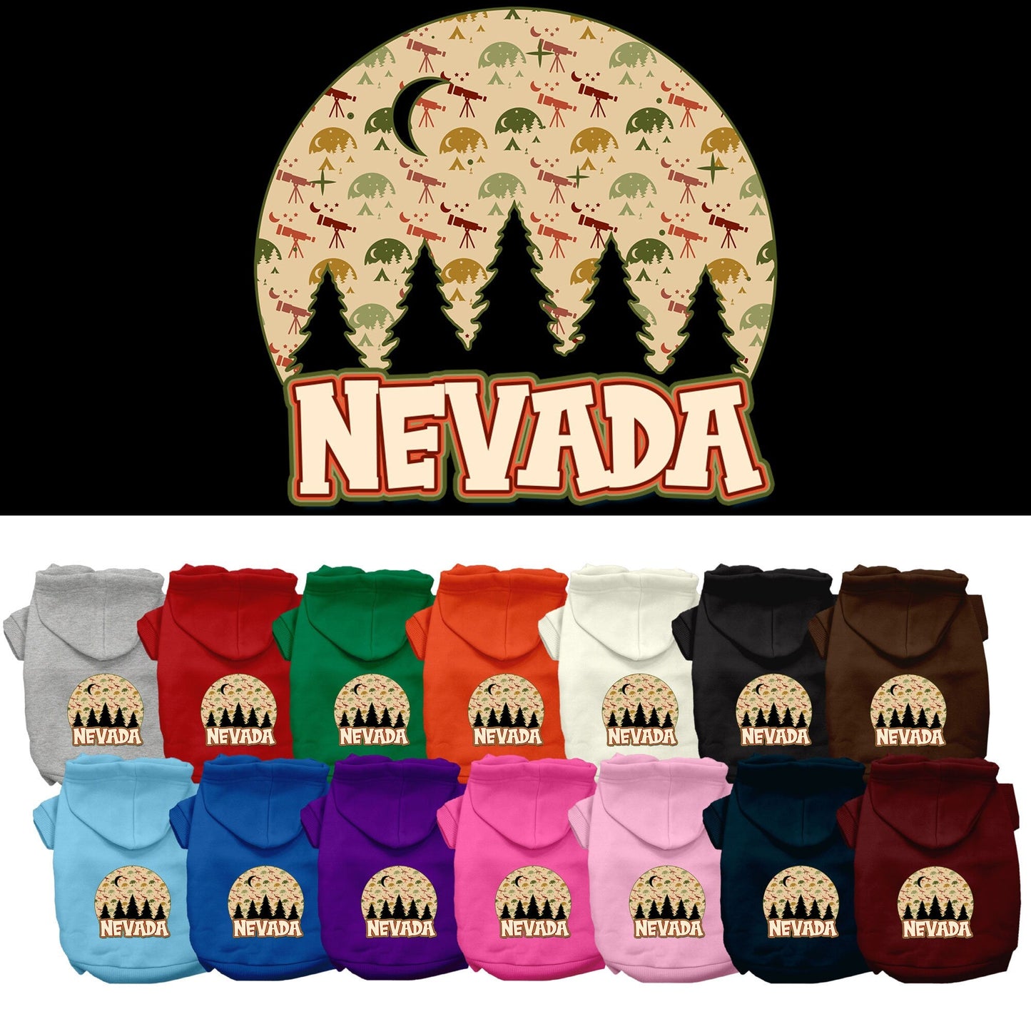 Pet Dog & Cat Screen Printed Hoodie for Small to Medium Pets (Sizes XS-XL), "Nevada Under The Stars"