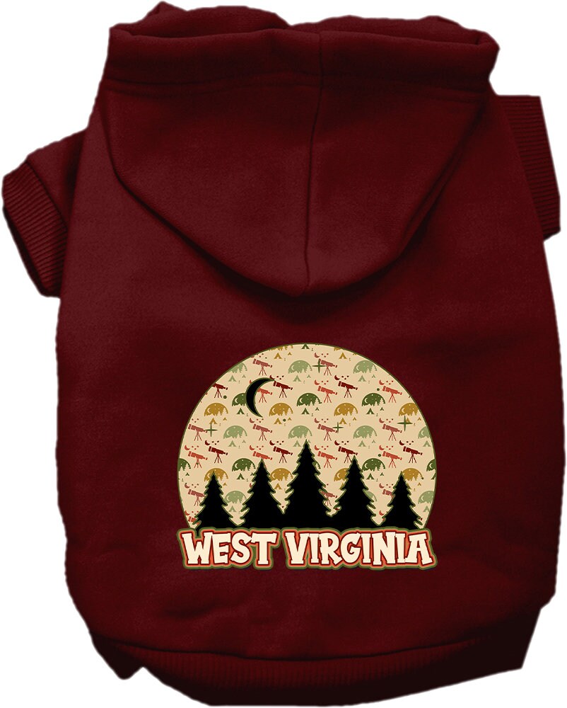 Pet Dog & Cat Screen Printed Hoodie for Small to Medium Pets (Sizes XS-XL), "West Virginia Under The Stars"