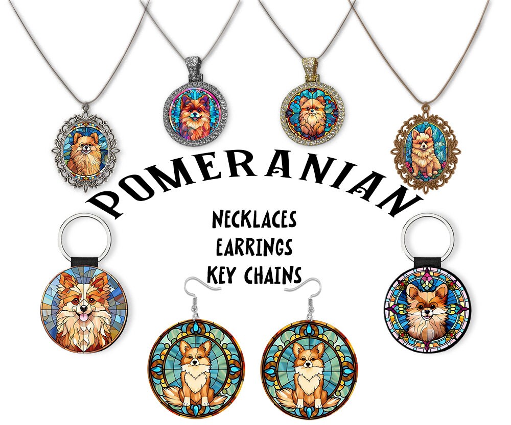 Pomeranian Jewelry - Stained Glass Style Necklaces, Earrings and more!