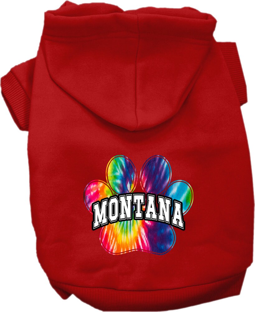 Pet Dog & Cat Screen Printed Hoodie for Small to Medium Pets (Sizes XS-XL), "Montana Bright Tie Dye"