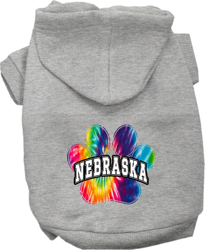 Pet Dog & Cat Screen Printed Hoodie for Small to Medium Pets (Sizes XS-XL), "Nebraska Bright Tie Dye"