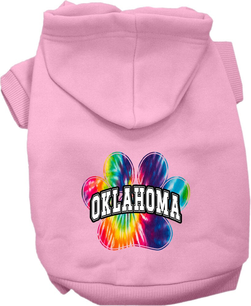 Pet Dog & Cat Screen Printed Hoodie for Small to Medium Pets (Sizes XS-XL), "Oklahoma Bright Tie Dye"