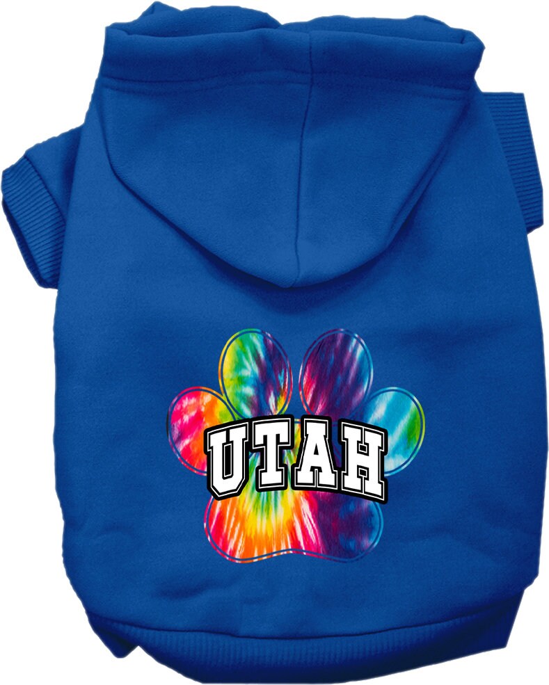 Pet Dog & Cat Screen Printed Hoodie for Small to Medium Pets (Sizes XS-XL), "Utah Bright Tie Dye"