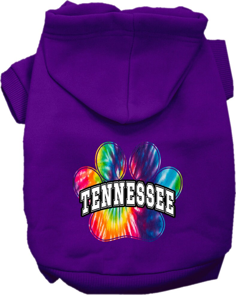 Pet Dog & Cat Screen Printed Hoodie for Small to Medium Pets (Sizes XS-XL), "Tennessee Bright Tie Dye"