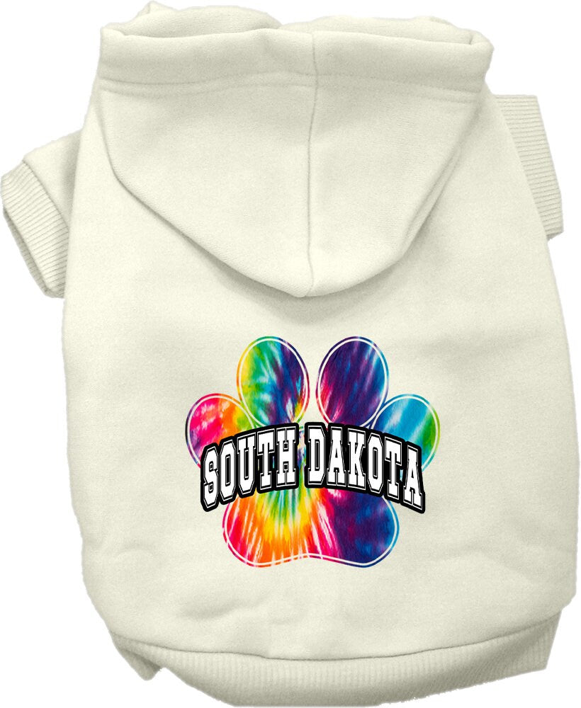 Pet Dog & Cat Screen Printed Hoodie for Small to Medium Pets (Sizes XS-XL), "South Dakota Bright Tie Dye"