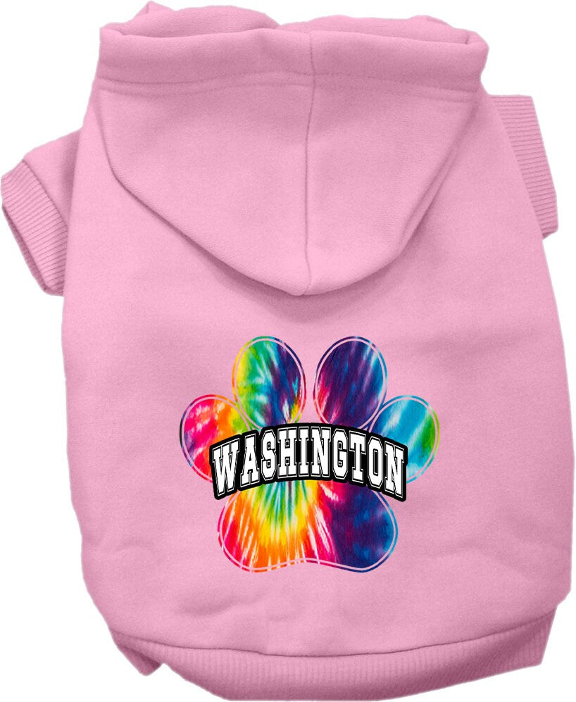 Pet Dog & Cat Screen Printed Hoodie for Small to Medium Pets (Sizes XS-XL), "Washington Bright Tie Dye"