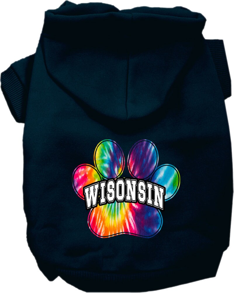 Pet Dog & Cat Screen Printed Hoodie for Small to Medium Pets (Sizes XS-XL), "Wisconsin Bright Tie Dye"