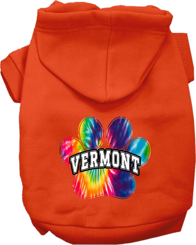 Pet Dog & Cat Screen Printed Hoodie for Small to Medium Pets (Sizes XS-XL), "Vermont Bright Tie Dye"