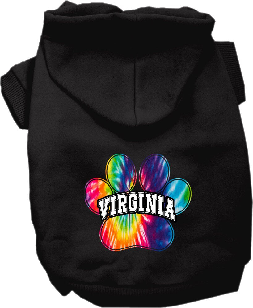 Pet Dog & Cat Screen Printed Hoodie for Small to Medium Pets (Sizes XS-XL), "Virginia Bright Tie Dye"