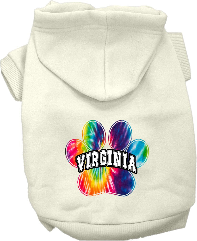 Pet Dog & Cat Screen Printed Hoodie for Small to Medium Pets (Sizes XS-XL), "Virginia Bright Tie Dye"