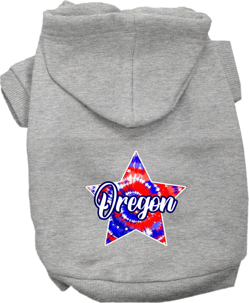 Pet Dog & Cat Screen Printed Hoodie for Small to Medium Pets (Sizes XS-XL), "Oregon Patriotic Tie Dye"